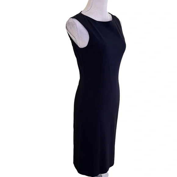 Shin Choi Deep Navy Blue Sleeveless Stretch Wool Sheath Dress 4 - Picture 4 of 8